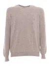 Fedeli Crew-neck L/s Knitted Sweater Man In Beige
