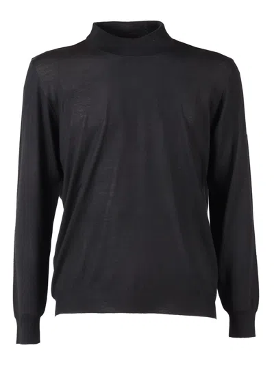 Fedeli Long-sleeved Knitted Sweater In Black