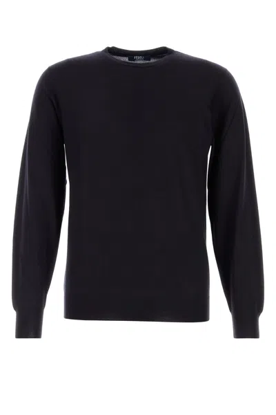 FEDELI FEDELI MIDNIGHT BLUE WOOL SWEATER