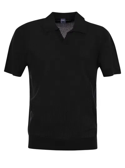 FEDELI GIZA COTTON SHORT-SLEEVED POLO SHIRT
