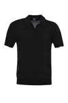 Fedeli Polo Shirt Cotton Ribbed Texture In Black