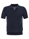 Fedeli Giza Cotton Short-sleeved Polo Shirt In Blue