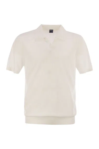 Fedeli Giza Cotton Short-sleeved Polo Shirt In Metallic