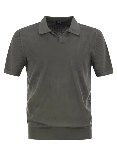 Fedeli Giza Cotton Short-sleeved Polo Shirt In Military Green