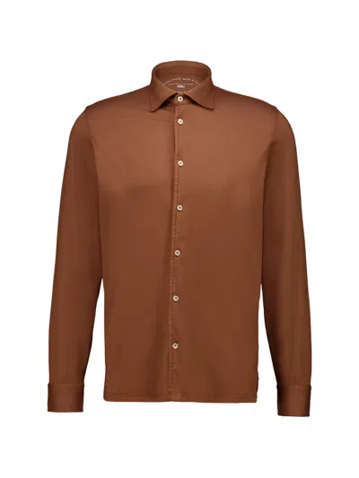 Fedeli Giza Knitted Long-sleeve Shirt In Brown