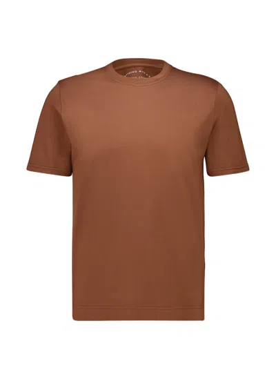 Fedeli Giza Short-sleeve Knitted T-shirt In Brown