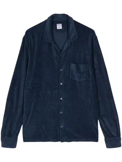 Fedeli Glenan Terry Cloth-effect Shirt In Blue