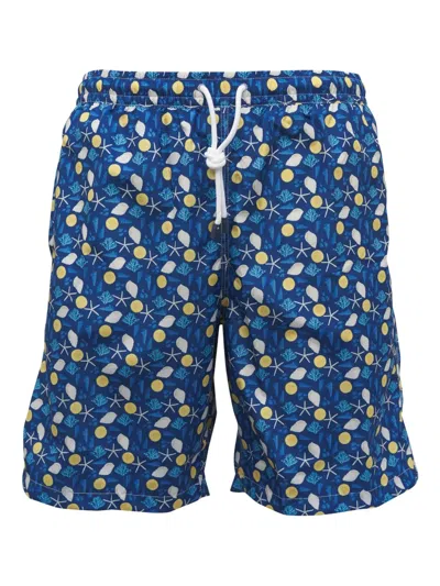 Fedeli Graphic-print Swim Shorts In ブルー