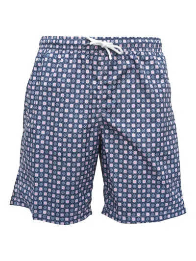 Fedeli Graphic-print Swim Shorts In Blue