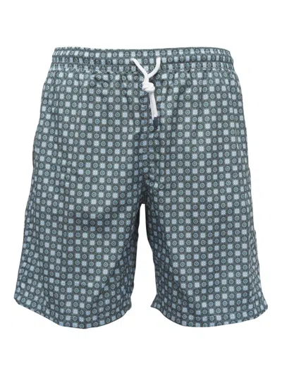 Fedeli Graphic-print Swim Shorts In Green