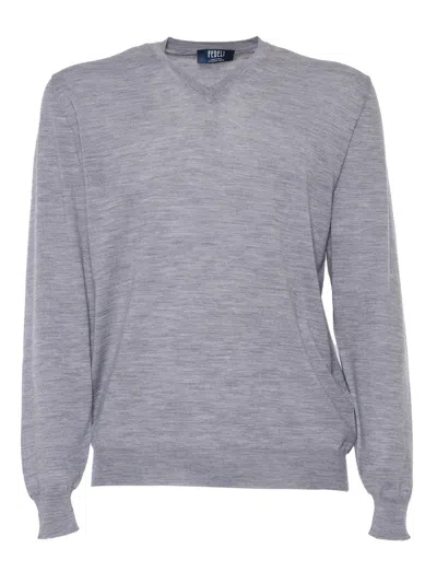 FEDELI GRAY PULLOVER IN COOL WOOL