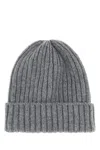 Fedeli Grey Cashmere Beanie Hat In Gray