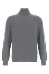 Fedeli Grey Turtle Neck Sweaters In Grey