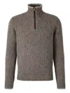 Fedeli Half-zip Ribbed Organic-cotton Sweater In Brown