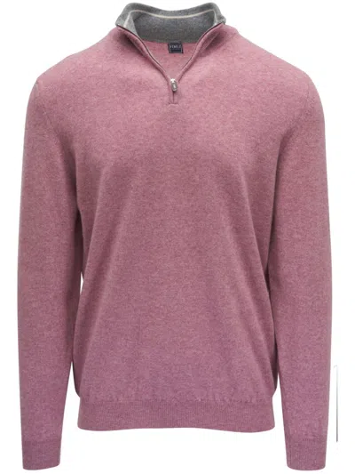 Fedeli Half-zip Sweater In Pink