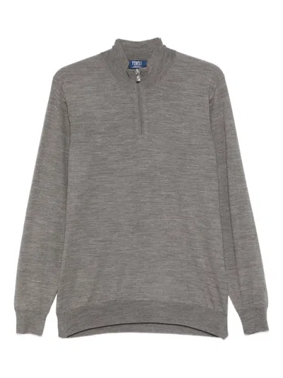 Fedeli Half-zip Top In Gray