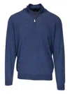 Fedeli Half-zip Wool Sweater In Blue