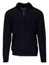Fedeli Half-zip Wool Sweater In Blue