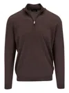 Fedeli Half-zip Wool Sweater In Brown