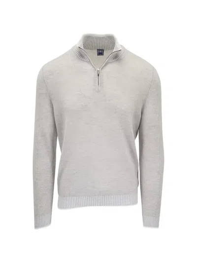 Fedeli Half-zip Cashmere Sweater In Gray