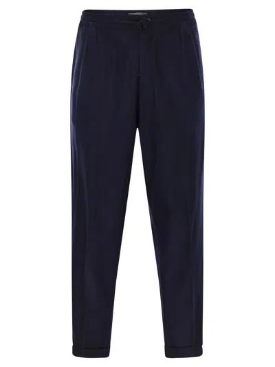 Fedeli Harvard - Soft Cashmere Flannel Trousers In Blue