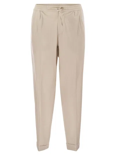 Fedeli Harvard - Soft Cashmere Flannel Trousers In Neutral