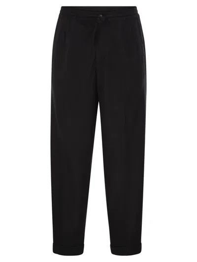 Fedeli Harvard - Soft Cashmere Flannel Trousers In Black