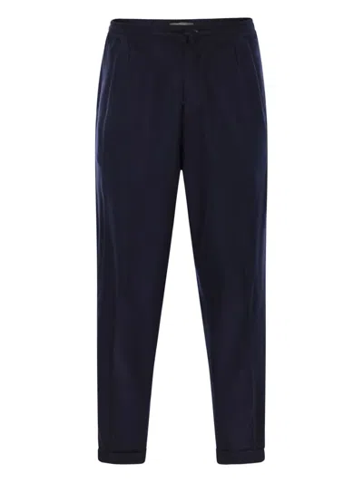 Fedeli Harvard Soft Cashmere Flannel Trousers In Blue