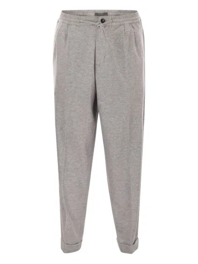 Fedeli Harvard Soft Cashmere Flannel Trousers In Gray