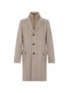Fedeli Herringbone-pattern Single-breasted Coat In Neutral