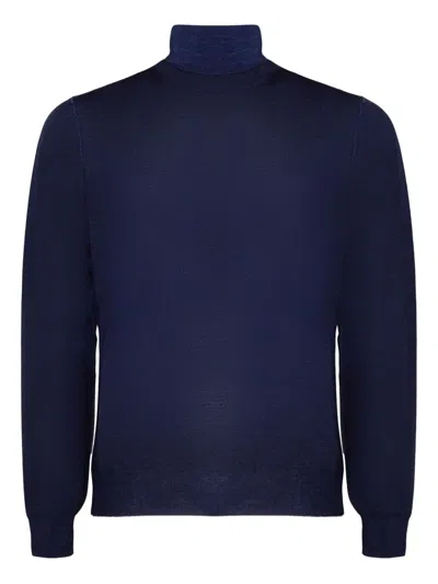 Fedeli High-neck Ribbed-trim Sweater In Blue