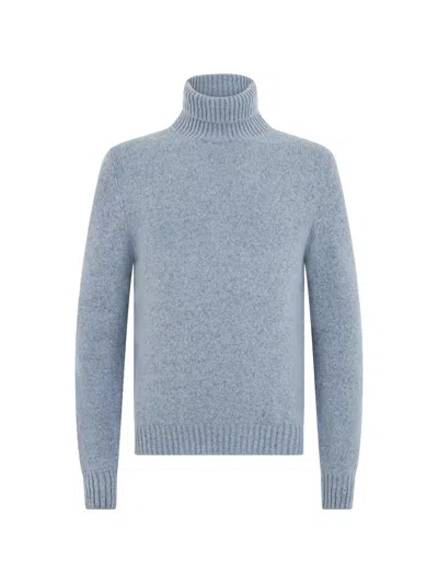 Fedeli High-neck Long-sleeve Sweater In Blue