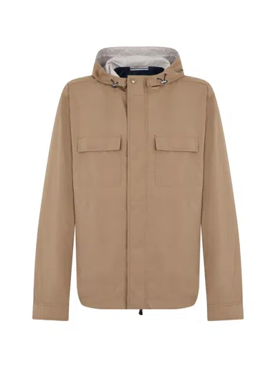 Fedeli Hooded Flap-pocket Jacket In Brown