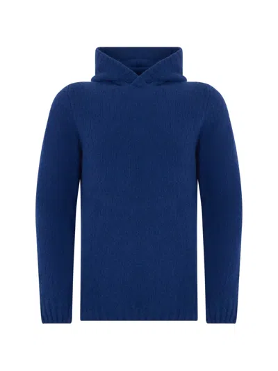 Fedeli Hooded Long-sleeve Sweater In Blue
