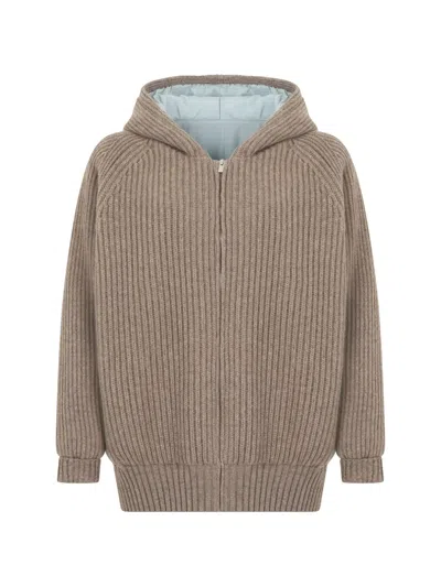 Fedeli Hooded Zip-up Hoodie In Brown