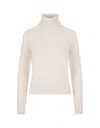 Fedeli Woman Turtleneck Ivory Size 8 Cashmere In White