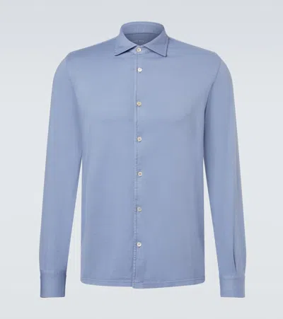 Fedeli Jason Cotton Jersey Shirt In Blue