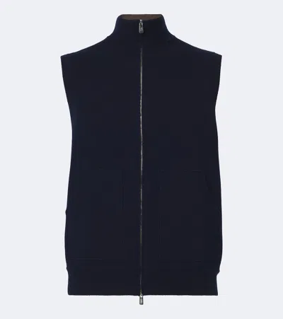 Fedeli Knitted Cashmere Vest In Blue