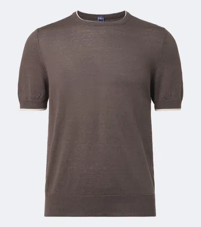 Fedeli Knitted Linen And Cotton Sweater In Brown