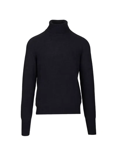 Fedeli Knitted Roll-neck Sweater In Black