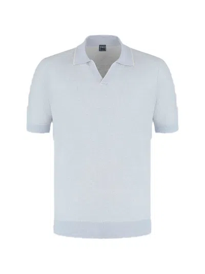 Fedeli Knitted V-neck T-shirt In Blue