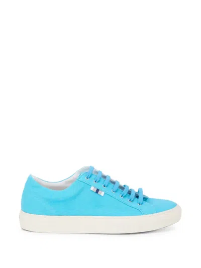Fedeli Lace-up Cotton Sneakers In Blue