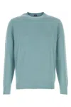 Fedeli Light Blue Solid Sweaters In Blue
