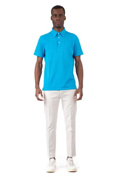 Fedeli Light Piquet Frosted Polo In Blue
