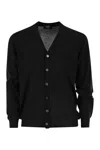 Fedeli Lightweight Virgin Wool Cardigan In Black