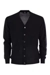 Fedeli Lightweight Virgin Wool Cardigan In Night Blue