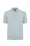Fedeli Linen And Cotton Knitted Polo Shirt Light Blue In Azzurro