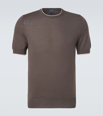 Fedeli Linen And Cotton Sweater In Brown