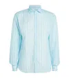 FEDELI LINEN-COTTON STRIPED NICK SHIRT