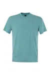 Fedeli Garment-dyed Linen And Elastane Blend T-shirt In Blue